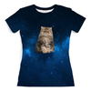 Заказать женскую футболку в Москве. Футболка с полной запечаткой (женская) Кот в космосе от THE_NISE  - готовые дизайны и нанесение принтов.