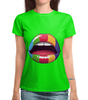 Заказать женскую футболку в Москве. Футболка с полной запечаткой (женская) Разноцветные губы от THE_NISE  - готовые дизайны и нанесение принтов.