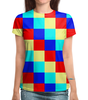 Заказать женскую футболку в Москве. Футболка с полной запечаткой (женская) Цветные кубики от Fonzo - готовые дизайны и нанесение принтов.