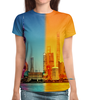 Заказать женскую футболку в Москве. Футболка с полной запечаткой (женская) Город в красках от THE_NISE  - готовые дизайны и нанесение принтов.