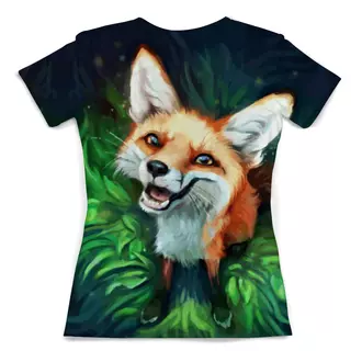 Заказать женскую футболку в Москве. Футболка с полной запечаткой (женская) Мордочка Лисёнка от Елена Елена - готовые дизайны и нанесение принтов.
