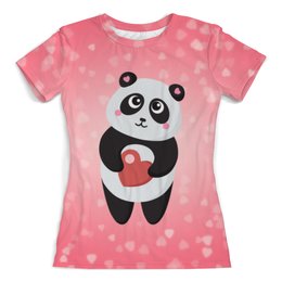 Заказать женскую футболку в Москве. Футболка с полной запечаткой (женская) Панда с сердечком от Ordwen - готовые дизайны и нанесение принтов.