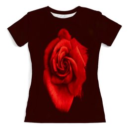 Заказать женскую футболку в Москве. Футболка с полной запечаткой (женская) Красная роза от THE_NISE  - готовые дизайны и нанесение принтов.
