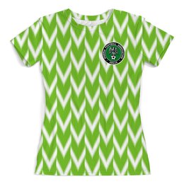 Заказать женскую футболку в Москве. Футболка с полной запечаткой (женская) Сборная Нигерии от geekbox - готовые дизайны и нанесение принтов.