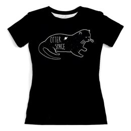 Заказать женскую футболку в Москве. Футболка с полной запечаткой (женская) Otter space от T-shirt print  - готовые дизайны и нанесение принтов.