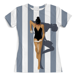 Заказать женскую футболку в Москве. Футболка с полной запечаткой (женская) Girl on the Beach от balden - готовые дизайны и нанесение принтов.
