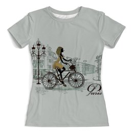 Заказать женскую футболку в Москве. Футболка с полной запечаткой (женская) Париж от Violet - готовые дизайны и нанесение принтов.