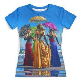 Заказать женскую футболку в Москве. Футболка с полной запечаткой (женская) Umbrellas от balden - готовые дизайны и нанесение принтов.