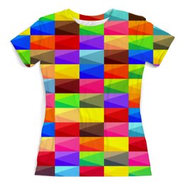 Заказать женскую футболку в Москве. Футболка с полной запечаткой (женская) Цветные кубики от THE_NISE  - готовые дизайны и нанесение принтов.