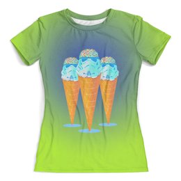 Заказать женскую футболку в Москве. Футболка с полной запечаткой (женская) Мороженое от ПРИНТЫ ПЕЧАТЬ  - готовые дизайны и нанесение принтов.
