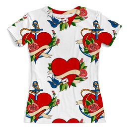 Заказать женскую футболку в Москве. Футболка с полной запечаткой (женская) сердечки  от THE_NISE  - готовые дизайны и нанесение принтов.