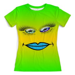 Заказать женскую футболку в Москве. Футболка с полной запечаткой (женская) Разноцветные глаза от Romario  - готовые дизайны и нанесение принтов.