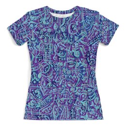 Заказать женскую футболку в Москве. Футболка с полной запечаткой (женская) Голубое в фиолетовом от Vadim Koval - готовые дизайны и нанесение принтов.