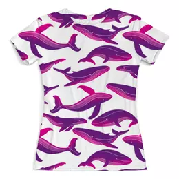 Заказать женскую футболку в Москве. Футболка с полной запечаткой (женская) Розовые киты от ELENA ZHARINOVA - готовые дизайны и нанесение принтов.