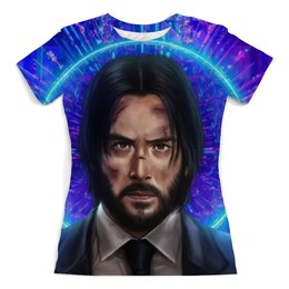 Заказать женскую футболку в Москве. Футболка с полной запечаткой (женская) Keanu Reeves (Джон Уик) от T-shirt print  - готовые дизайны и нанесение принтов.