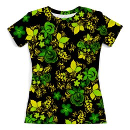 Заказать женскую футболку в Москве. Футболка с полной запечаткой (женская) Зеленый узор от THE_NISE  - готовые дизайны и нанесение принтов.