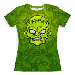 Заказать женскую футболку в Москве. Футболка с полной запечаткой (женская) Zombie Face от balden - готовые дизайны и нанесение принтов.