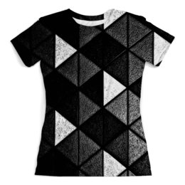 Заказать женскую футболку в Москве. Футболка с полной запечаткой (женская) Черно-белые фигуры от THE_NISE  - готовые дизайны и нанесение принтов.