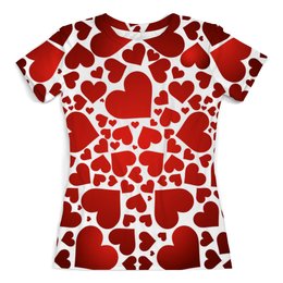 Заказать женскую футболку в Москве. Футболка с полной запечаткой (женская) Сердечки от THE_NISE  - готовые дизайны и нанесение принтов.