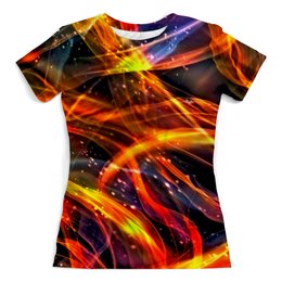 Заказать женскую футболку в Москве. Футболка с полной запечаткой (женская) Пламя от THE_NISE  - готовые дизайны и нанесение принтов.