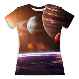 Заказать женскую футболку в Москве. Футболка с полной запечаткой (женская) Вселенная от The Spaceway  - готовые дизайны и нанесение принтов.