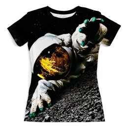 Заказать женскую футболку в Москве. Футболка с полной запечаткой (женская) Космонавт от RU_STORE  - готовые дизайны и нанесение принтов.
