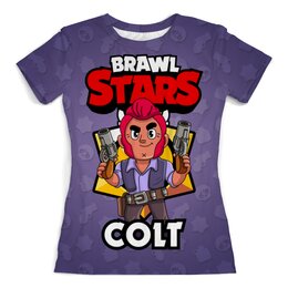 Заказать женскую футболку в Москве. Футболка с полной запечаткой (женская) BRAWL STARS COLT от geekbox - готовые дизайны и нанесение принтов.