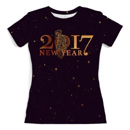 Заказать женскую футболку в Москве. Футболка с полной запечаткой (женская) Новый год 2017 от vphone - готовые дизайны и нанесение принтов.