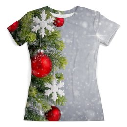 Заказать женскую футболку в Москве. Футболка с полной запечаткой (женская) Новый год от THE_NISE  - готовые дизайны и нанесение принтов.