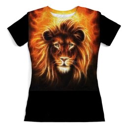 Заказать женскую футболку в Москве. Футболка с полной запечаткой (женская) Огненный лев от Ирина - готовые дизайны и нанесение принтов.