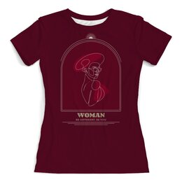 Заказать женскую футболку в Москве. Футболка с полной запечаткой (женская) Будь разной, будь собой (1) от eszadesign - готовые дизайны и нанесение принтов.