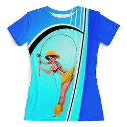 Заказать женскую футболку в Москве. Футболка с полной запечаткой (женская) Моя рыбалка от balden - готовые дизайны и нанесение принтов.