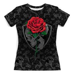 Заказать женскую футболку в Москве. Футболка с полной запечаткой (женская) Skull&Rose от balden - готовые дизайны и нанесение принтов.