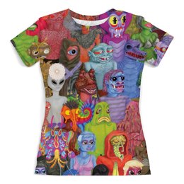 Заказать женскую футболку в Москве. Футболка с полной запечаткой (женская) Monsters (1) от T-shirt print  - готовые дизайны и нанесение принтов.