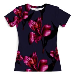 Заказать женскую футболку в Москве. Футболка с полной запечаткой (женская) Flowers от THE_NISE  - готовые дизайны и нанесение принтов.