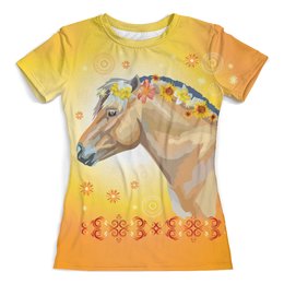 Заказать женскую футболку в Москве. Футболка с полной запечаткой (женская) Лошадь от T-shirt print  - готовые дизайны и нанесение принтов.