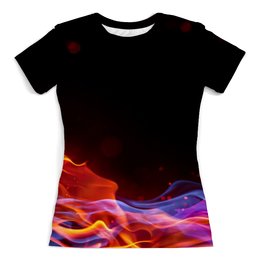 Заказать женскую футболку в Москве. Футболка с полной запечаткой (женская) Волны огня от Виктор Гришин - готовые дизайны и нанесение принтов.