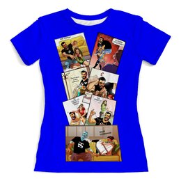 Заказать женскую футболку в Москве. Футболка с полной запечаткой (женская) Комиксы про пару от artemshen97@mail.ru - готовые дизайны и нанесение принтов.