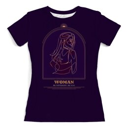 Заказать женскую футболку в Москве. Футболка с полной запечаткой (женская) Будь разной, будь собой (2) от eszadesign - готовые дизайны и нанесение принтов.