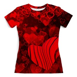 Заказать женскую футболку в Москве. Футболка с полной запечаткой (женская) Сердце любви от meteorol - готовые дизайны и нанесение принтов.
