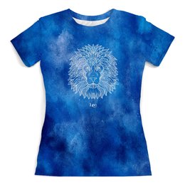 Заказать женскую футболку в Москве. Футболка с полной запечаткой (женская) Знак лев от THE_NISE  - готовые дизайны и нанесение принтов.