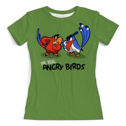 Заказать женскую футболку в Москве. Футболка с полной запечаткой (женская) The real Angry Birds (1) от T-shirt print  - готовые дизайны и нанесение принтов.