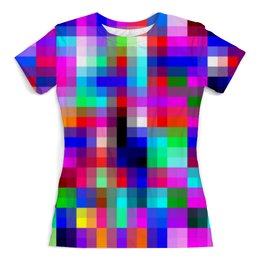 Заказать женскую футболку в Москве. Футболка с полной запечаткой (женская) Pixels от Jimmy Flash - готовые дизайны и нанесение принтов.