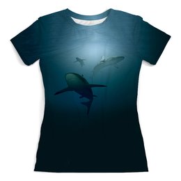 Заказать женскую футболку в Москве. Футболка с полной запечаткой (женская) Акула от weeert - готовые дизайны и нанесение принтов.