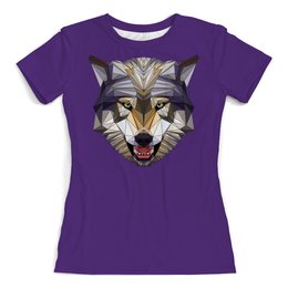 Заказать женскую футболку в Москве. Футболка с полной запечаткой (женская) Волк  от T-shirt print  - готовые дизайны и нанесение принтов.