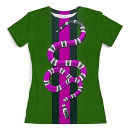 Заказать женскую футболку в Москве. Футболка с полной запечаткой (женская) Snake Design от balden - готовые дизайны и нанесение принтов.