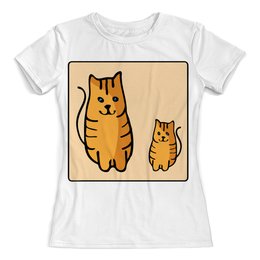 Заказать женскую футболку в Москве. Футболка с полной запечаткой (женская) Два котика, смотрящие друг на друга от asnia@ya.ru - готовые дизайны и нанесение принтов.