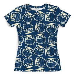 Заказать женскую футболку в Москве. Футболка с полной запечаткой (женская) Я люблю сов от Just kidding - готовые дизайны и нанесение принтов.