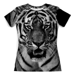 Заказать женскую футболку в Москве. Футболка с полной запечаткой (женская) Хищный тигр от weeert - готовые дизайны и нанесение принтов.