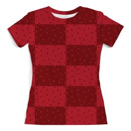 Заказать женскую футболку в Москве. Футболка с полной запечаткой (женская) Красный геометрический узор от valezar - готовые дизайны и нанесение принтов.